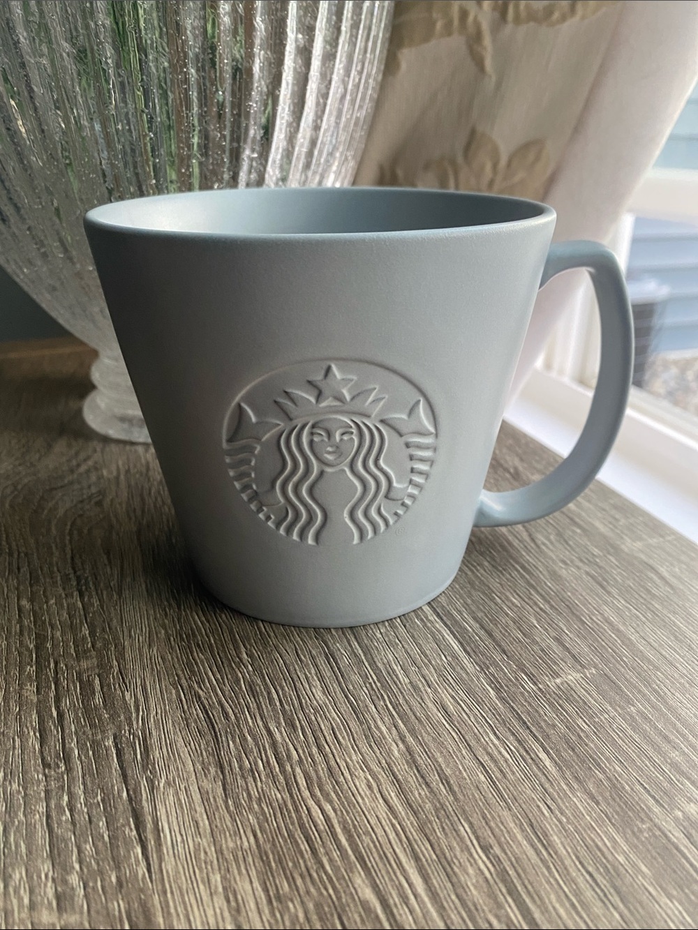 Starbucks Matte Light Gray Embossed Logo Mug/NWOT